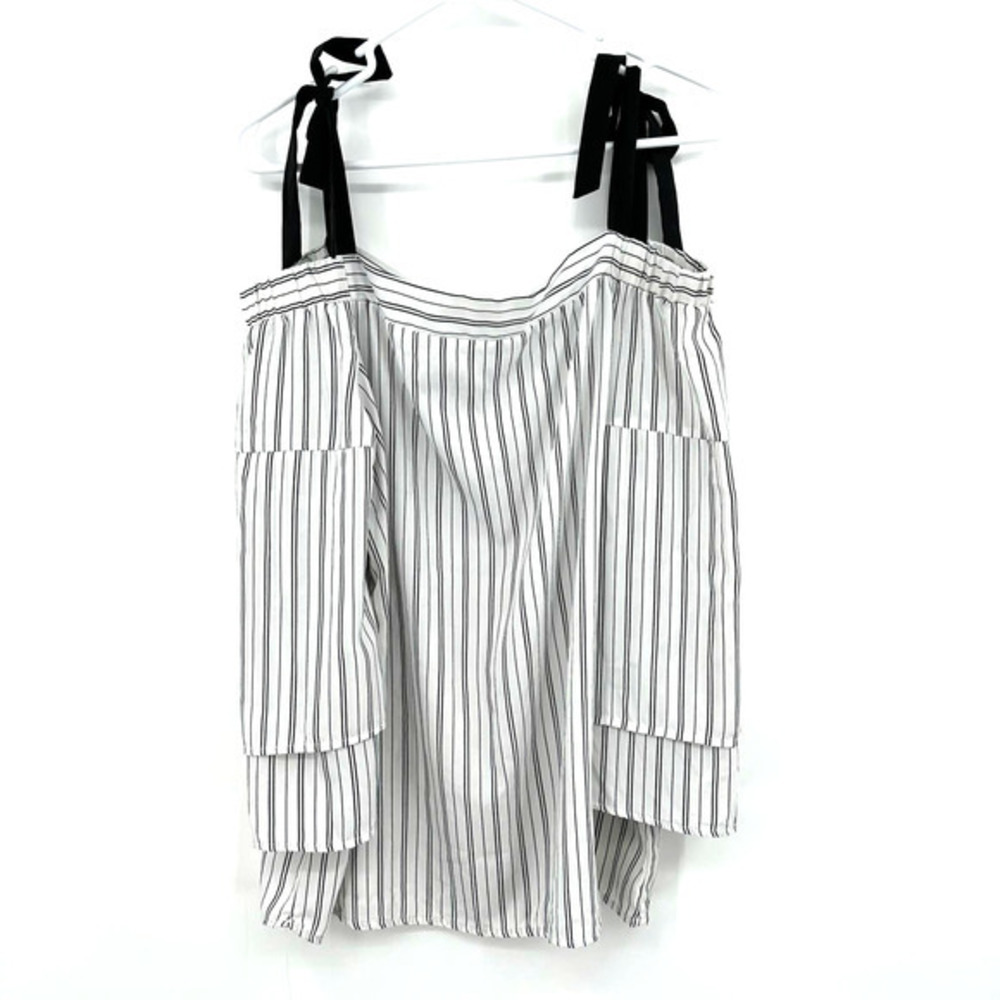 POSH size medium off the shoulder white and black‎ striped blouse